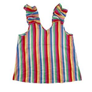 Tops & Tees | Entro M Ruffle Shoulder Southern Preppy Colorful Bold Striped Tank